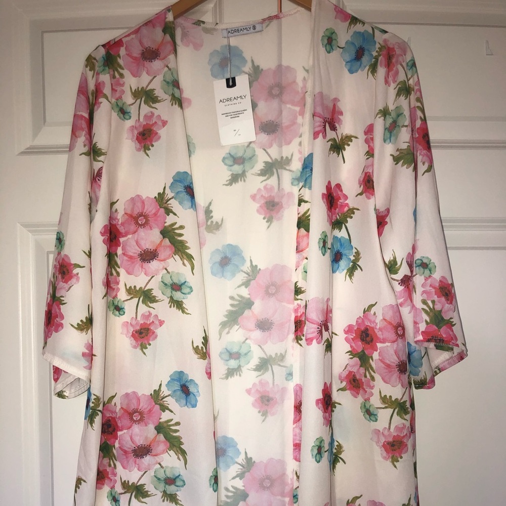 Sheer floral kimono